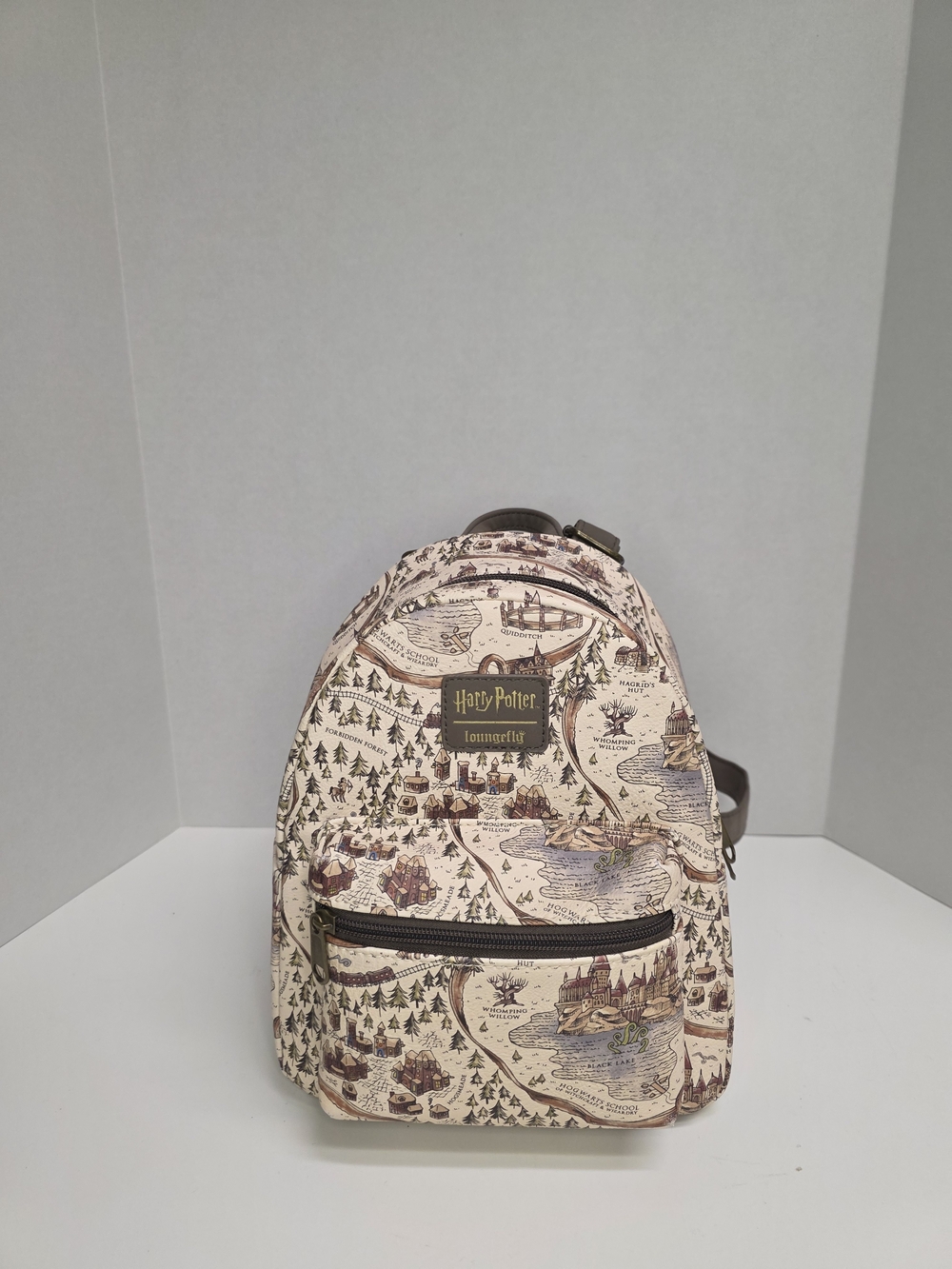 Harry Potter Loungefly Map Print Mini Backpack - Cream/Brown/Green - Picture 2 of 13